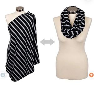Itzy Ritzy Nursing Happens - Infinity Breastfeeding Scarf - Black & Gray Stripe